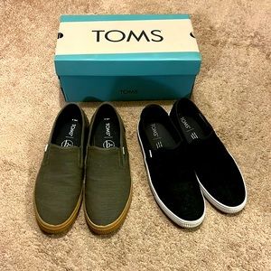 🔥 (2) Pairs of Tom’s Men’s Baja Canvas Sneakers - Size 9.5 - WORN TWICE